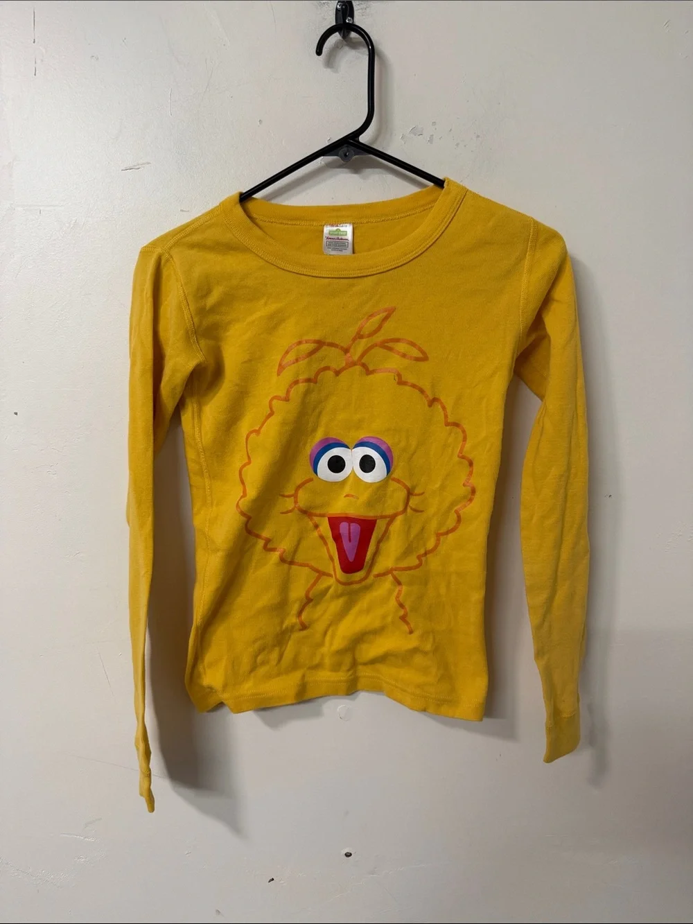 Hanna Andersson Yellow Long-Sleeve Big Bird Face Tee